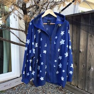 Coraline Laika Glow In The Dark Stars Blue Print Zip Up Hoodie Sweater Size 4
